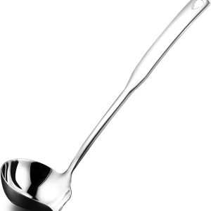 Kitchen Soup Ladle Stainless Steel Punch Metal Luminous Ladell Spoons With Pour Spout Gravy Ladles for Serving,Cooking,Canning,11.8 inch