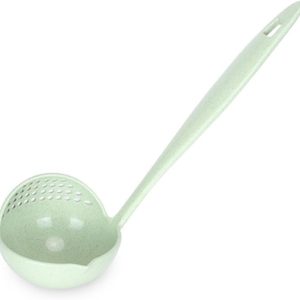 2 In 1 Kitchen Ladle Soup Pan Spoon with Filter Strainer (Green)