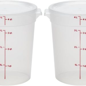 Food Storage Containers with Lids () - 4 Quart - Food Grade Buckets with Lids (2 Pack) - For Dough Proofing and Brining (Translucent)