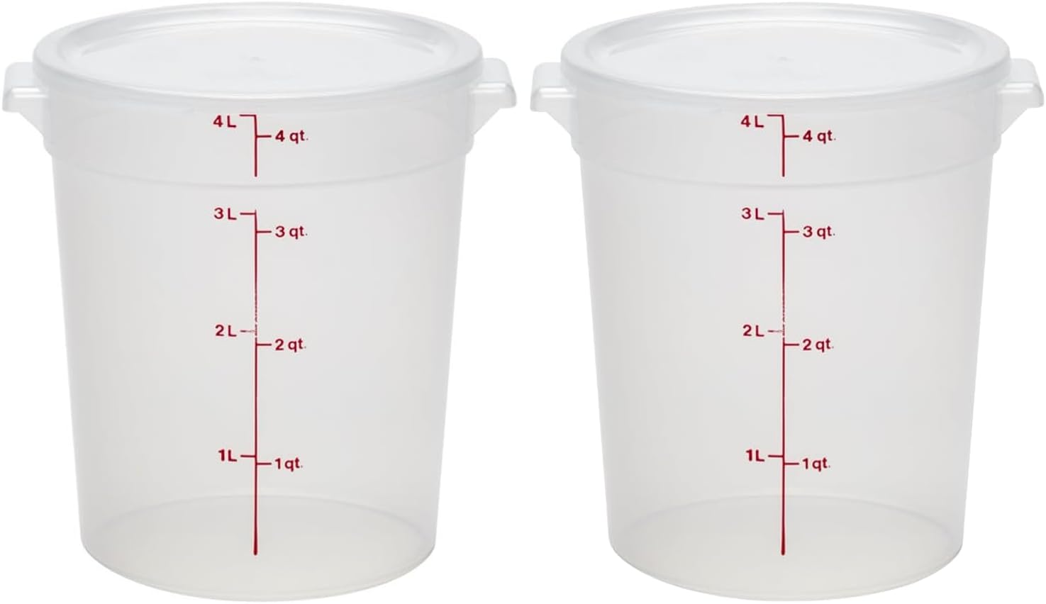 Food Storage Containers with Lids () - 4 Quart - Food Grade Buckets with Lids (2 Pack) - For Dough Proofing and Brining (Translucent)