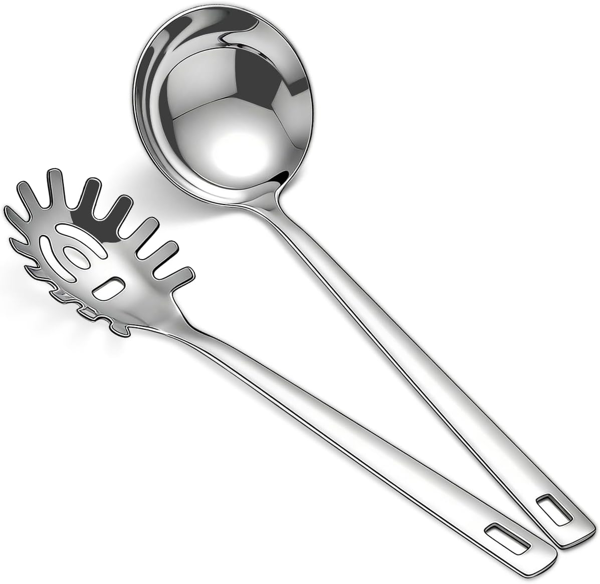 Kitchen Ladle Spoon and Spoon Set 2 pieces, Pasta Spoon Stainless Steel Kitchen Utensils for Cooking, Stirring, Serving , Soup, Sauce, Dishwasher Safe
