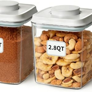 Airtight Food Storage Containers Set with One-Touch Lid, 2-Pack (2.8 QT / 2.65 L) Stackable , Best for Cereal, Flour, Rice & Baking Organizers.