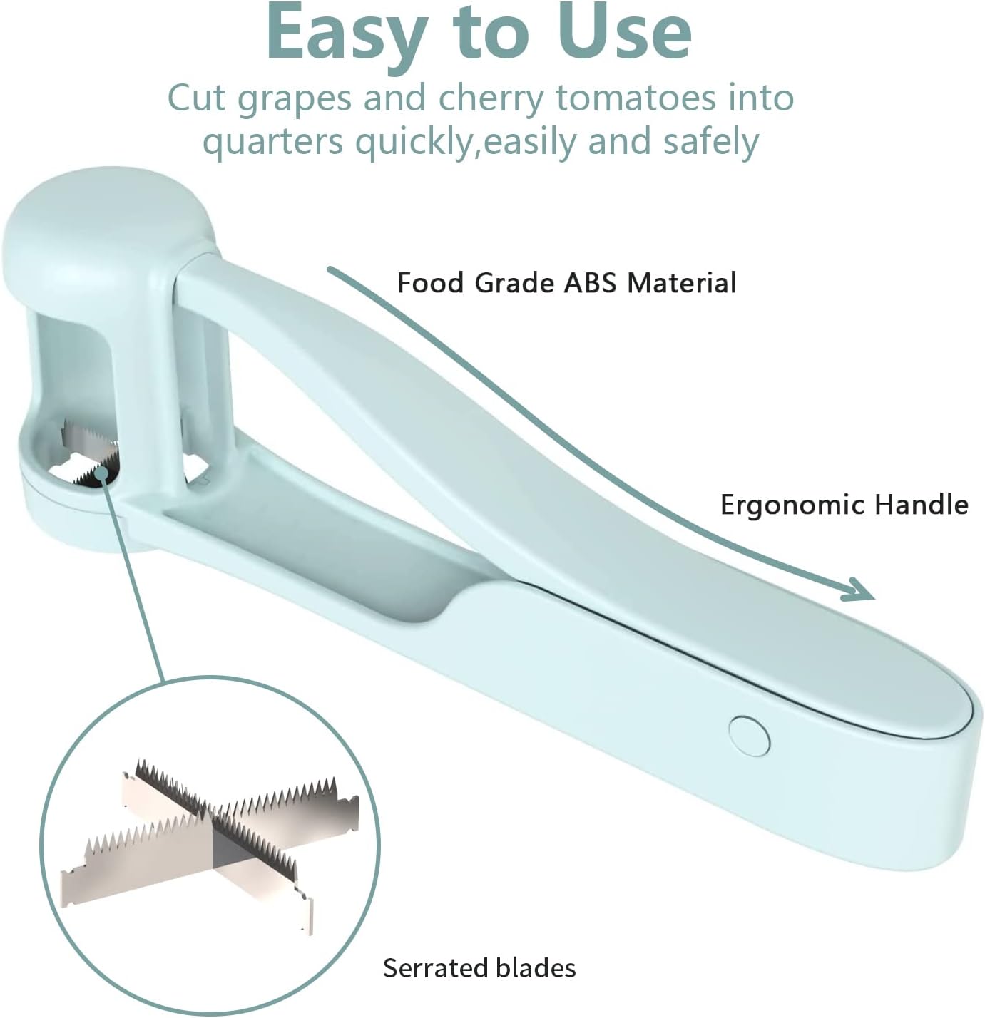 Grape Cutter for Toddlers, Grape Slicer for Baby, Grape Tomato Cherry Strawberry Cutter Tools Into 4 Pieces for Vegetable Fruit Salad, Stainless Steel Quarter Grape Slicer Kitchen Gadget - Image 2