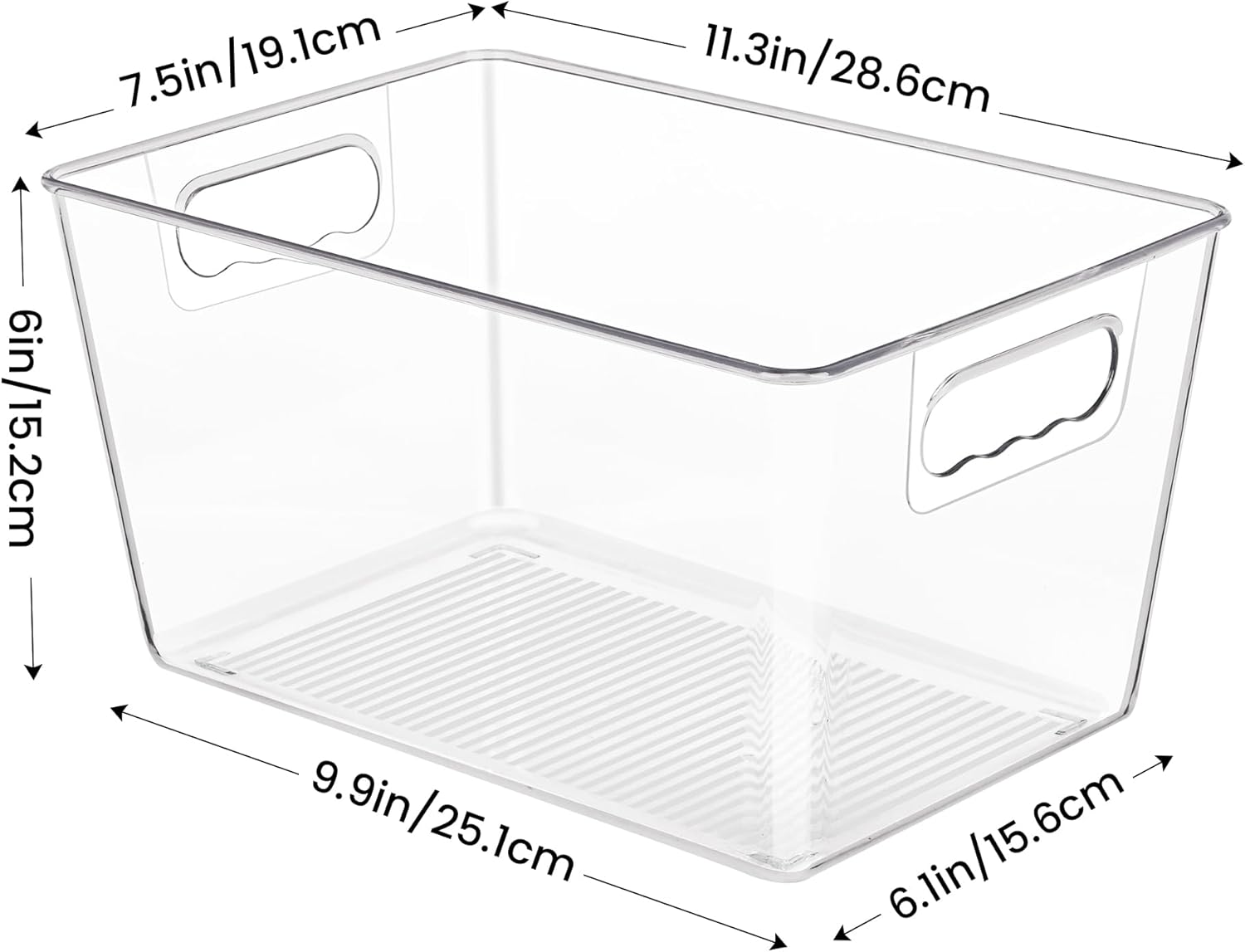 6 Pack Clear Pantry Organizer Bins, Plastic Containers with Handle for Kitchen,Freezer,Cabinet,Closet,Bathroom Under Sink Storage - Image 2