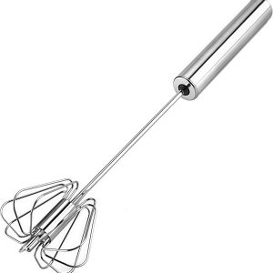 Stainless Steel Egg Whisk, Hand Push Rotary Whisk Blender, Versatile Milk Frother, Hand Push Mixer Stirrer for Blending, Whisking, Beating & Stirring (12in)