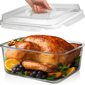 6500 ML / 220 oz / 28 Cup LARGE Glass Food Storage Container with Airtight Locking Lid. Ideal Storing food, Vegetables, Fruits. Baking Casserole, Lasagna, Roasting Turkey, Chicken Oven Safe