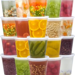 50 Set 32 oz Deli Containers with Lids, Leak-Proof Plastic Take Out Bowls, Food Storage Containers for Takeout Meal Prep Storage, Freezer, Microwave & Dishwasher Safe
