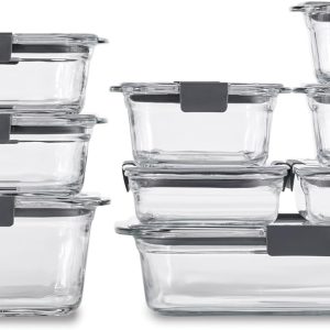 Glass Food Storage Containers, Assorted Sizes, Set of 9, , Leak-Proof, Clear