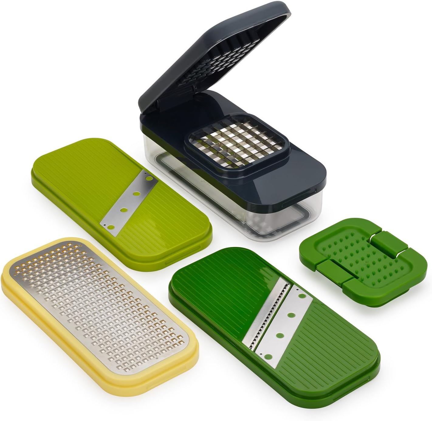 Compact 4-in-1 Multifunctional Set, Kitchen Vegetable Chopper & Dicer, Cheese Grater, Veggie Slicer, Food Julienne Cutter with Container