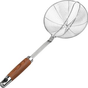 5.3" Spider Strainer Skimmer Spoon with Handle, Stainless Steel Wire Strainer Ladle for Cooking and Frying, Kitchen Utensils Slotted Pasta Spoon, Fryer Scoop