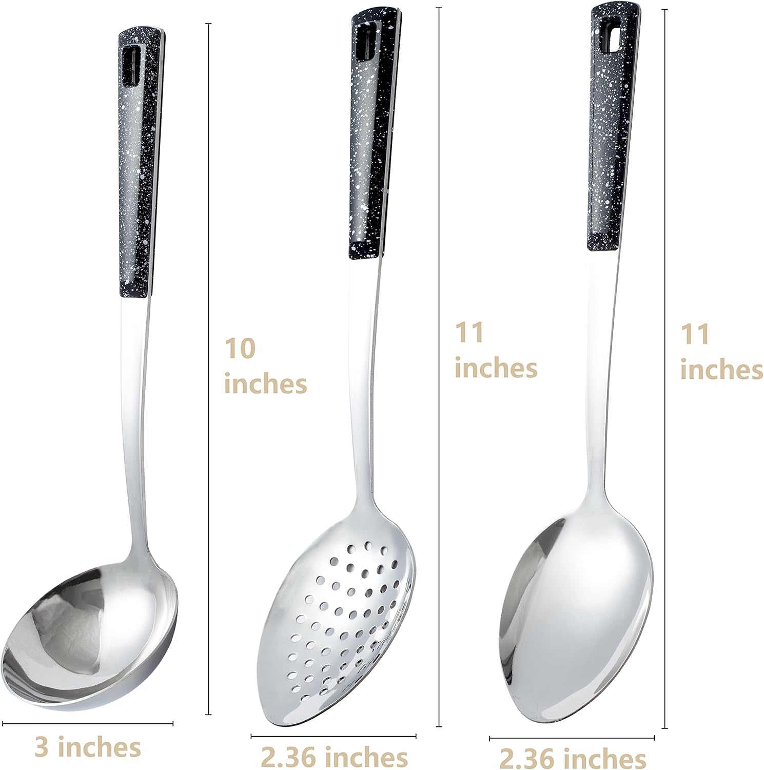 Stainless Steel Serving Spoons Set with Slotted Spoon, Serving Spoon and Perforated Spoons, soup ladle,kitchen cooking utensils set - Image 2
