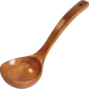 Wooden Ladle with Long Handle, Handmade Soup Ladle for Cooking Kitchen Cookware