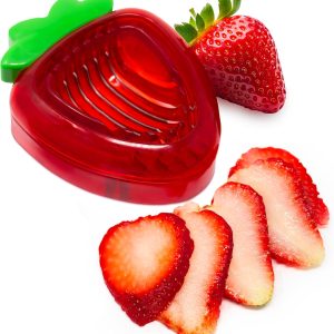 Strawberry Slicer, Perfectly Even Fruit Cutter Tool, Ideal for Cakes, Pies and Garnishes, Cute Berry Shaped Kitchen Gadget, Stainless Steel,
